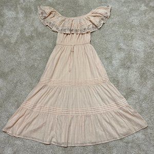 Cleobella Rudra Dress Size Small Cream Off the Shoulder Midi Boho Embroidered